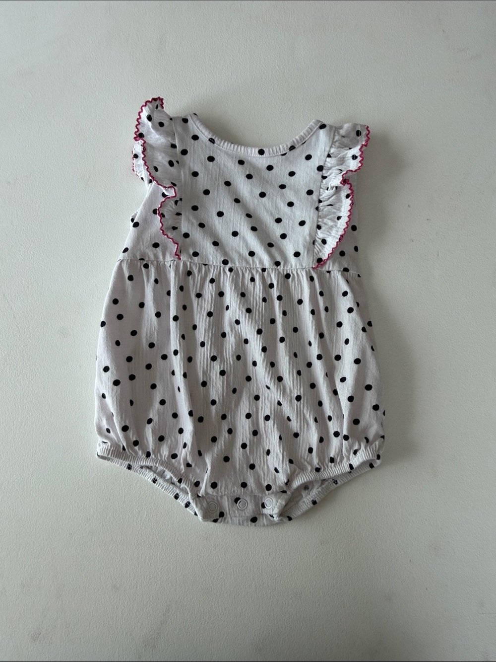 wonder nation - White Romper with Black Polka Dots